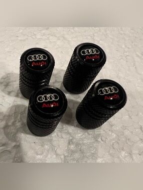 Audi Black Tire Valve Stem Caps - Set of 4